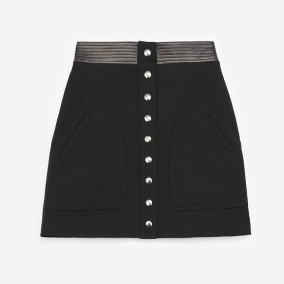 The Kooples Dresses & Skirts - The Kooples A line short skirt black with leather belt detail